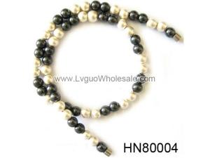 Magnetic Clasp Hematite Round Beads Stone Chain Choker Fashion Women Necklace